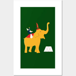 Circus Elephant and Master of Ceremony Bird Posters and Art